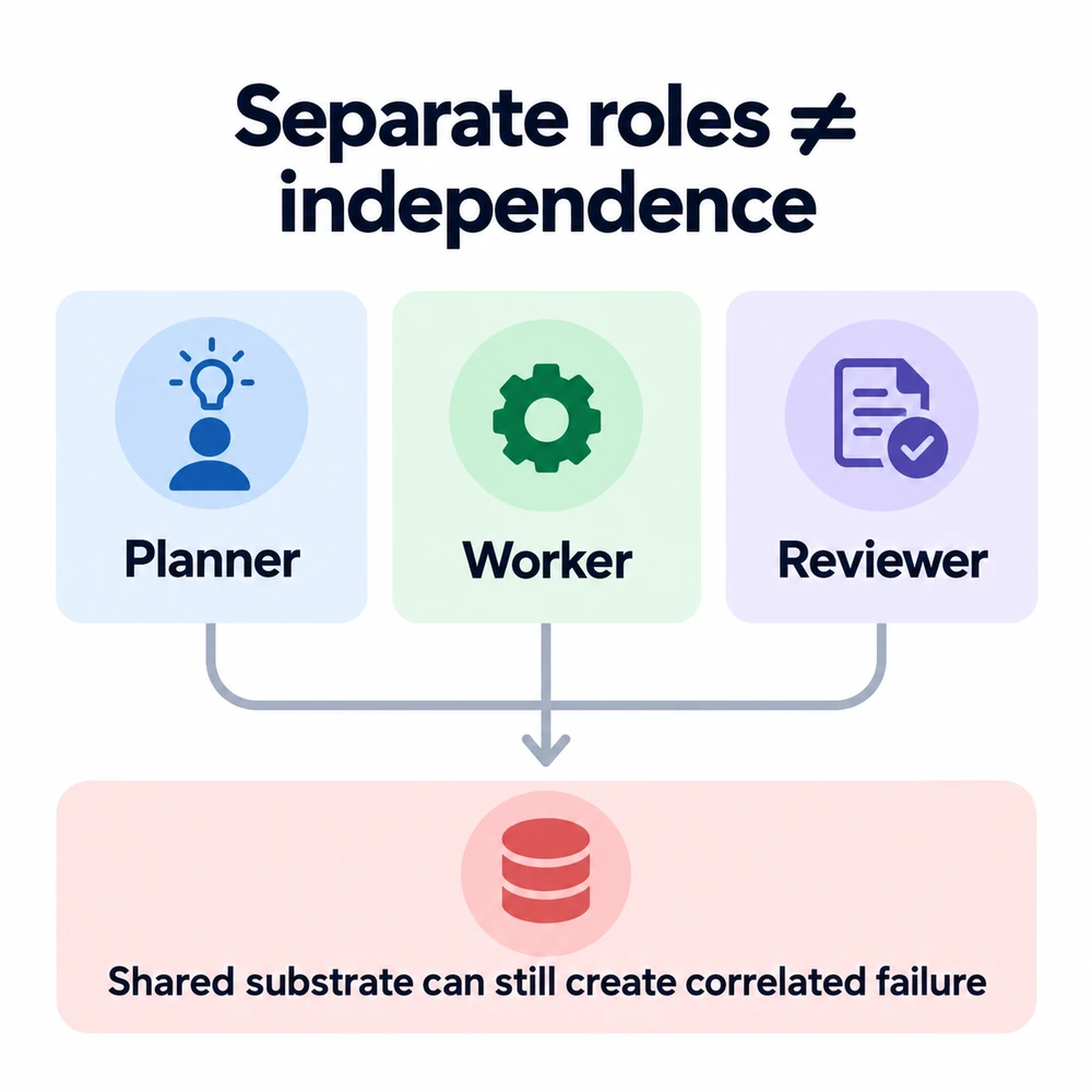 Planner, worker and reviewer roles sharing a common underlying substrate